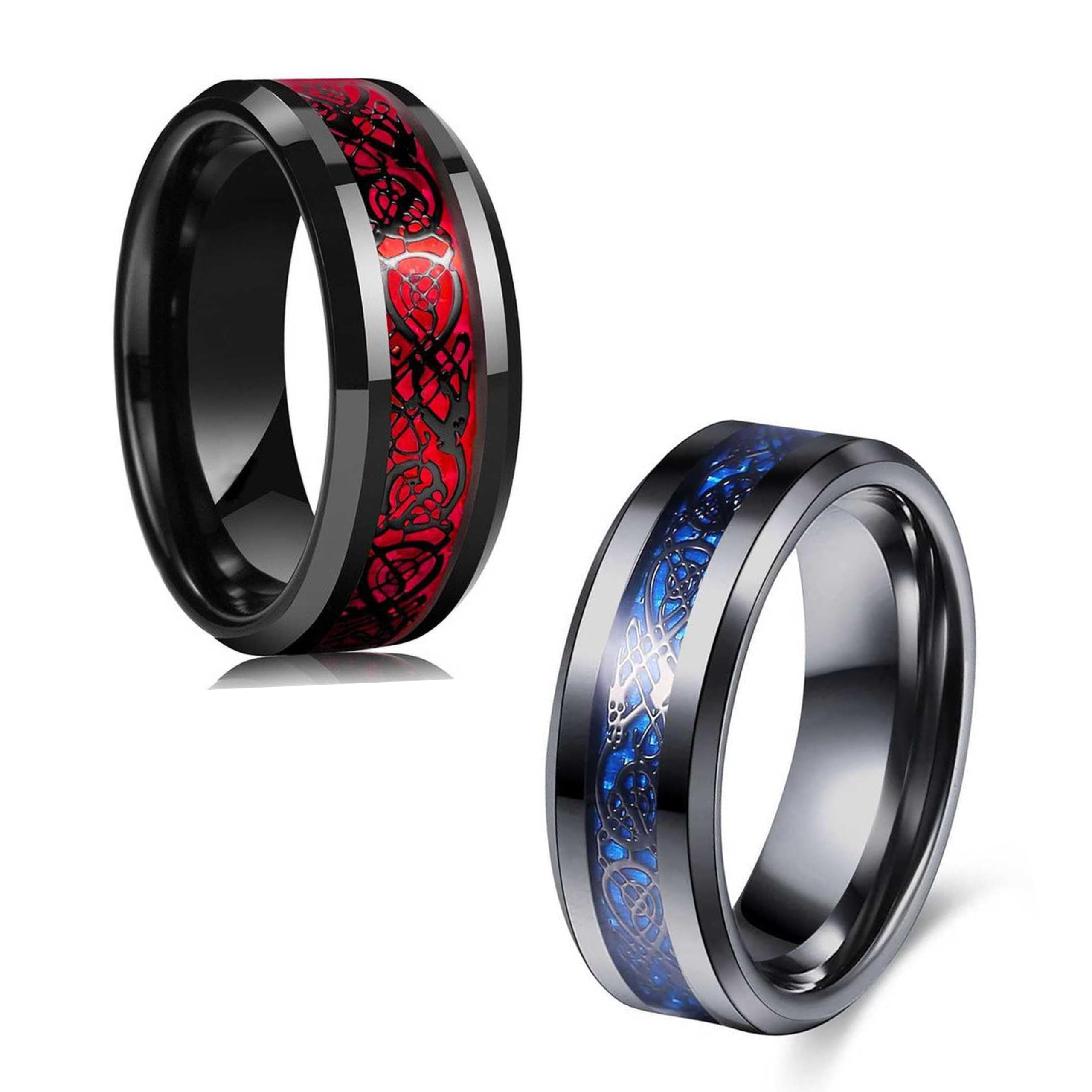 MEENAZ Black Rings for Men Combo Boys Boyfriend gents friends girls mens silver ring for men 2 Dragon Blue Red Ring for Boys Stainless Steel finger Rings Stylish Fashion thumb band set 426_18 (B0CPVT1DYB) Amazon Price History, Amazon Price Tracker