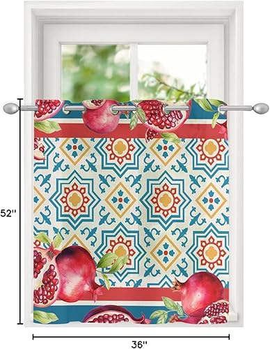 Miniatura 10 de Wowouhiya Cortinas traslúcidas de granada para dormitoriosala de estar, cortinas de cocina con ojales de 96 pulgadas de largo, frutas rojas, azul,