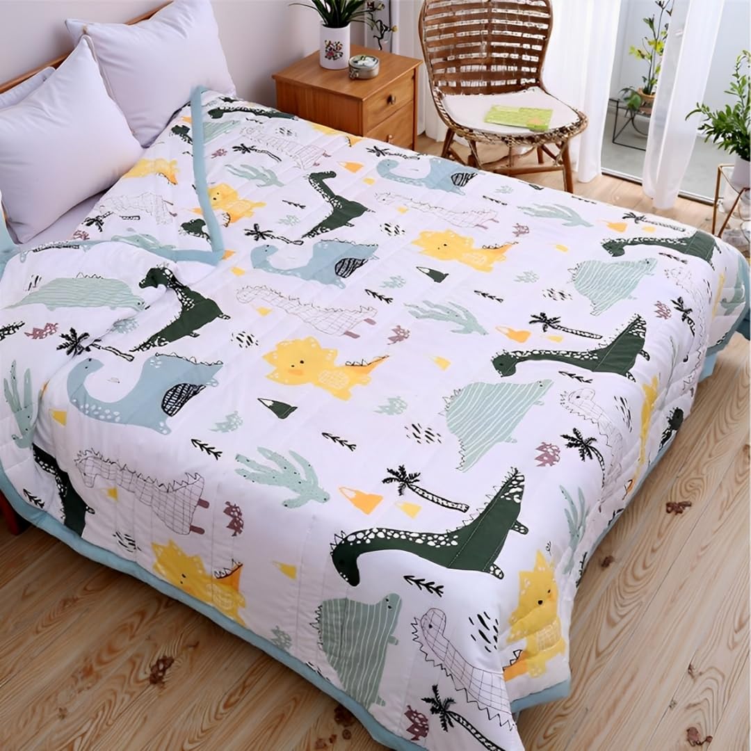 Fansu Colcha 140x200cm Dinosaurios,Colchas Bouti Acolchada Colchas de Verano y Primavera, Reversible Microfibra Multiusos Cama, Suave Colcha Multiusos para Sofas