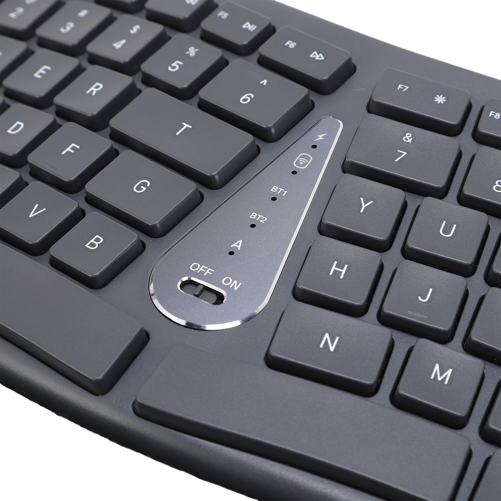 Denash Tastiera Ergonomica Wireless, Tastiera Divisa Bluetooth USB C 2.4G con Poggiapolsi Imbottito, Tastiera per Computer a 111 Tasti per Laptop Desktop