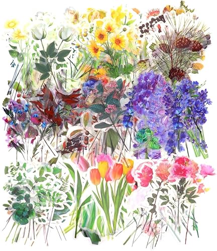 Miniatura 2 de Calcomanías temáticas de flores prensadas, 360 piezas, suministros botánicos florales para álbumes de recortes, calcomanías retro de resina para