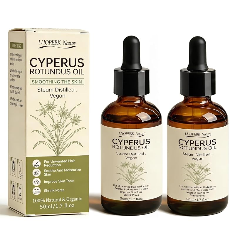 Óleo de Cyperus Rotundus LHOPEBK Nature para cuidados após depilação, 2 unidades