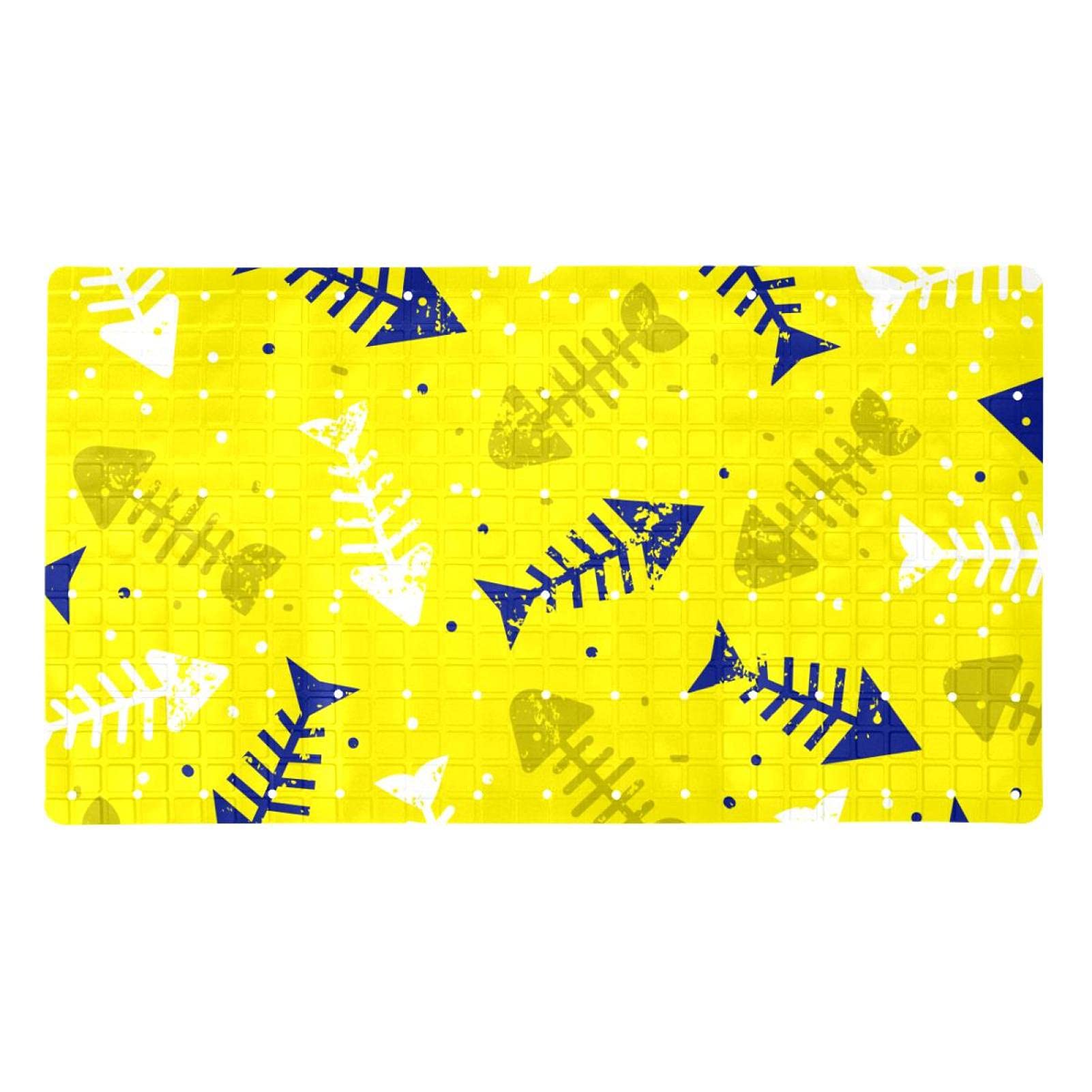 Tapis de baignoire antidérapant jaune avec ventouses pour une douche sécurisée et lavable en machine