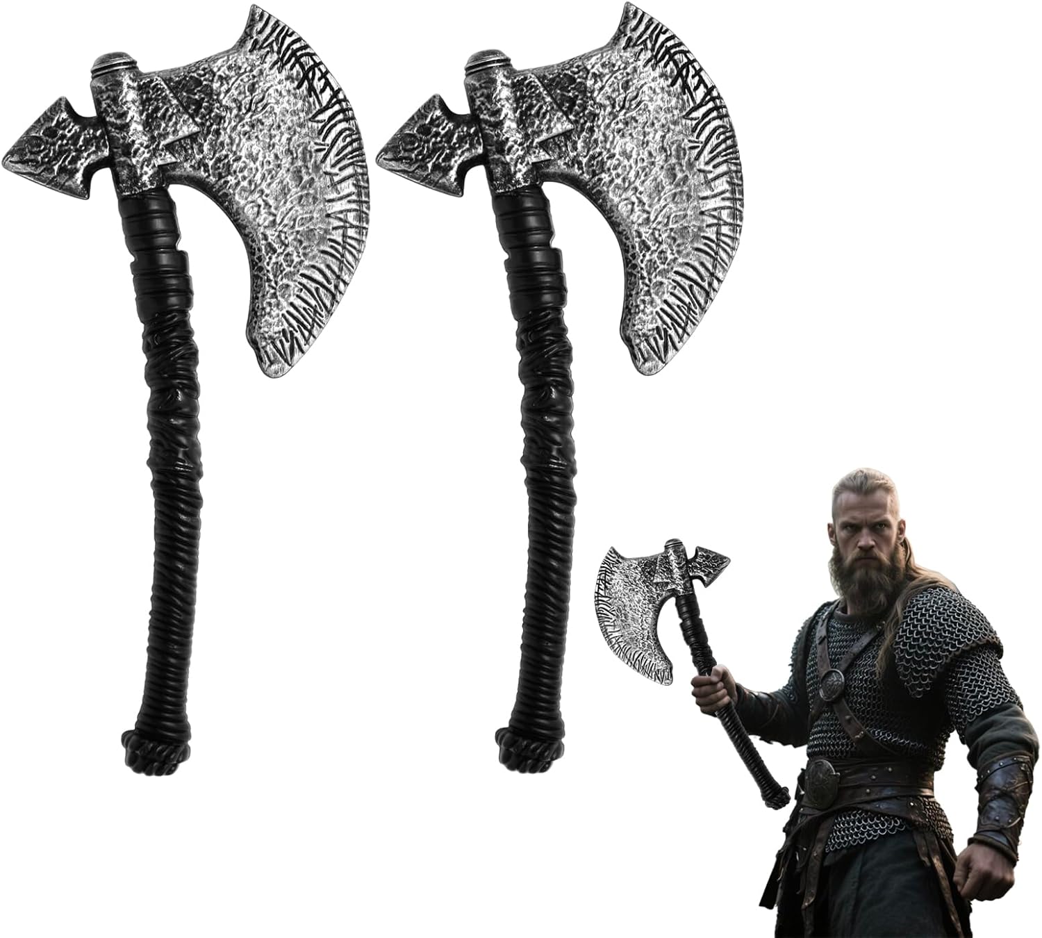 2pcs Plastic Viking Axe Costume Props,Fake Axe for Children Adult Halloween Party Role-Play Dress Up Weapon Accessories
