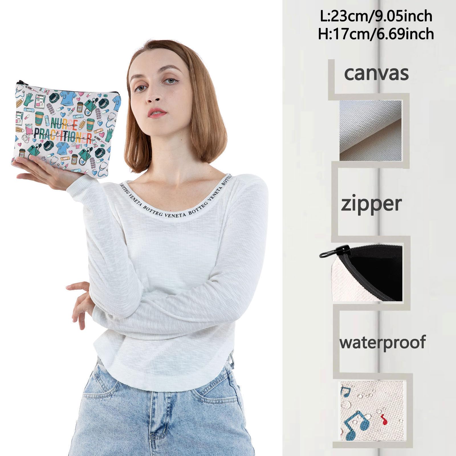 WZMPA Nurse Cosmetic Bag Graduation Makeup ZIP Pouch - NP Appreciation Gift