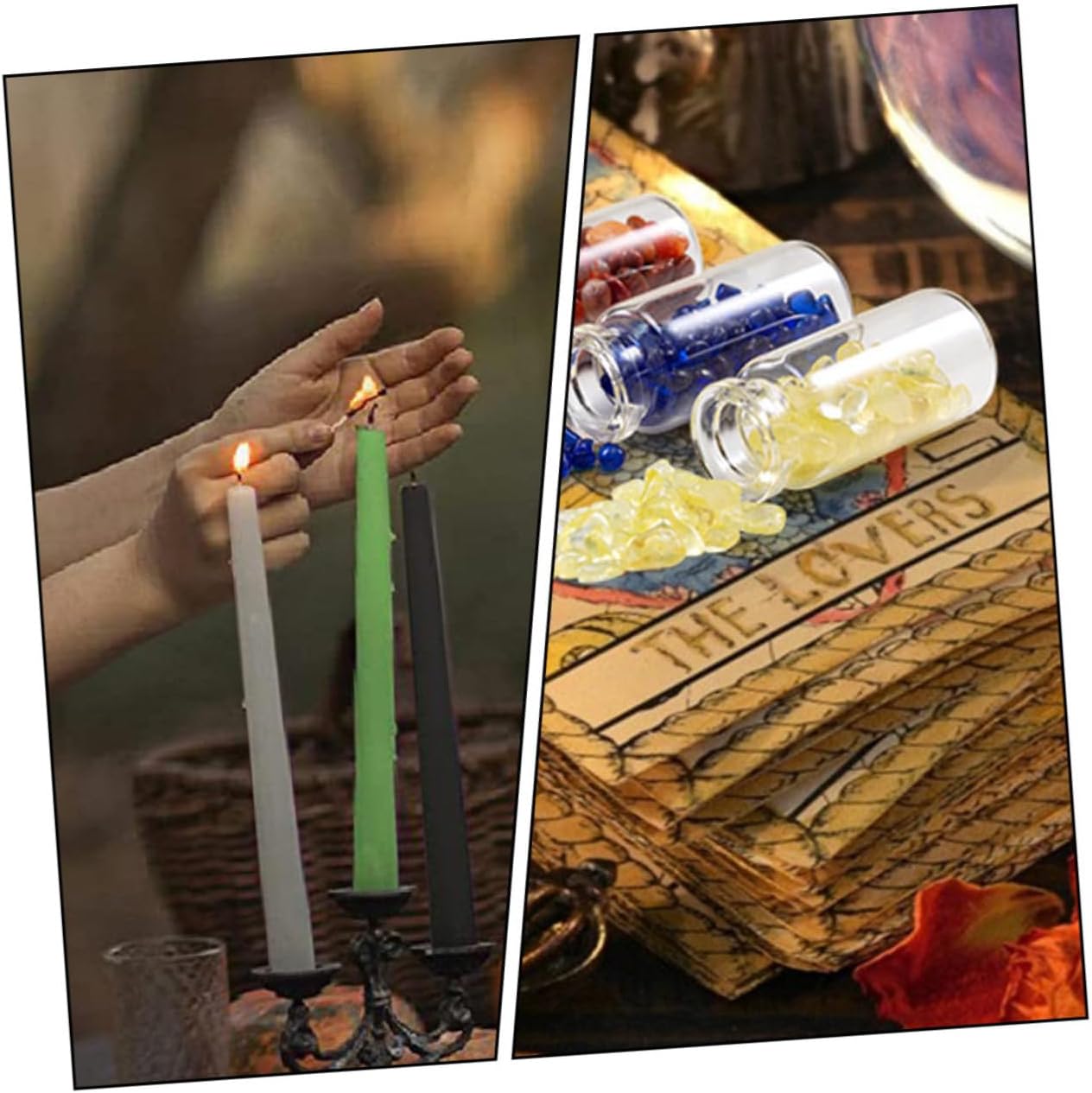 Baluue Handmade Witchcraft Candles Chakra Candles Witch Crystals Safe for Altar Rituals Craft Supplies