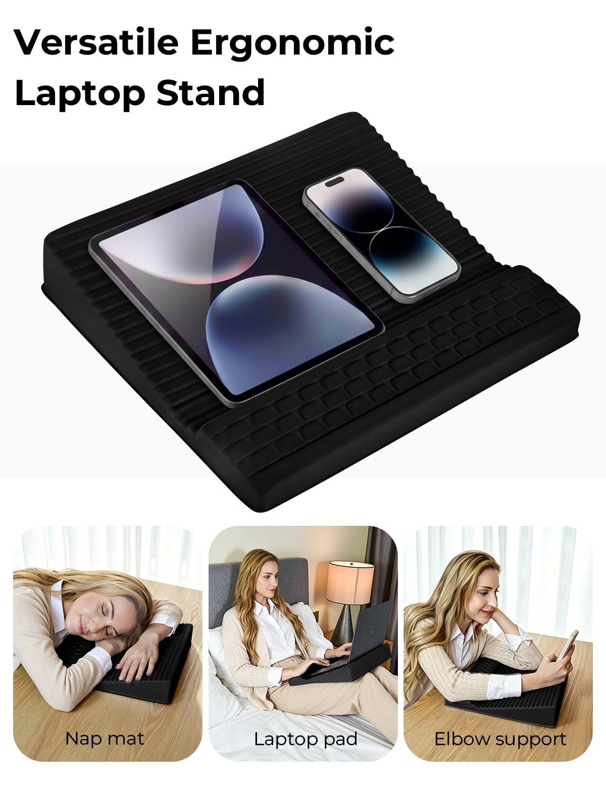 Scrivania per laptop, supporto reversibile per laptop con superficie di raffreddamento, poggiapolsi morbido, vassoio portatile leggero, scrivania regolabile per casa e ufficio, adatta a