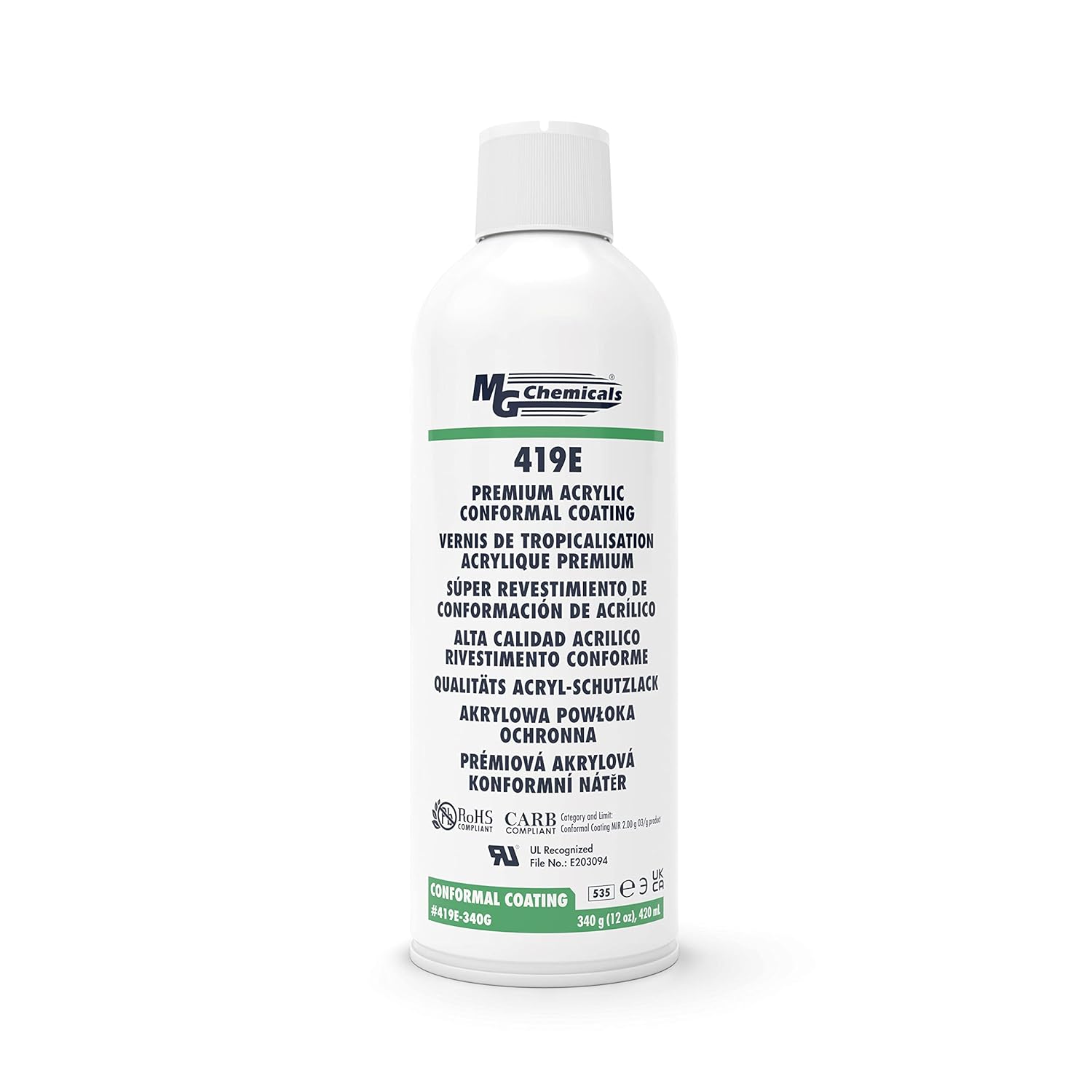 MG Chemicals 419E Premium Acrylic Conformal Coating for Electronics - UL 746E Recognized, 12 oz Aerosol, 340 Grams