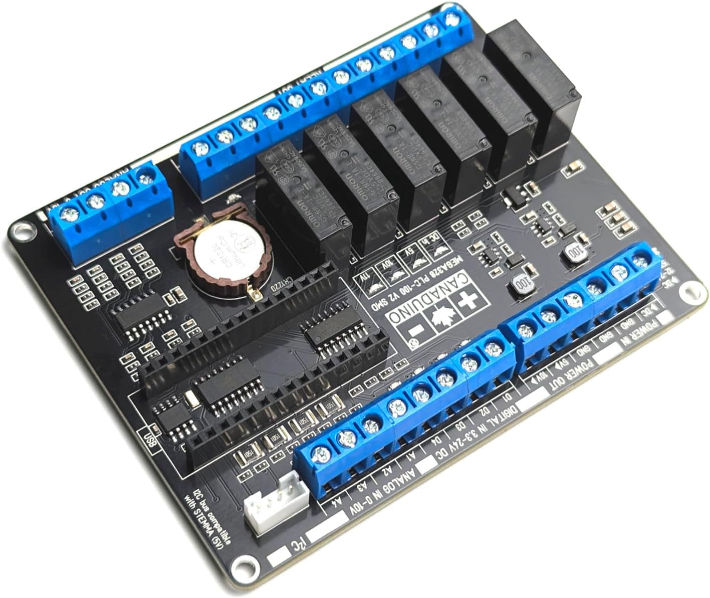 CANADUINO® PLC-100 V2 Programmable Logic Controller SMD Version for Arduino Nano - Made in Canada (USMCA Complaint = no tariffs for US customers)