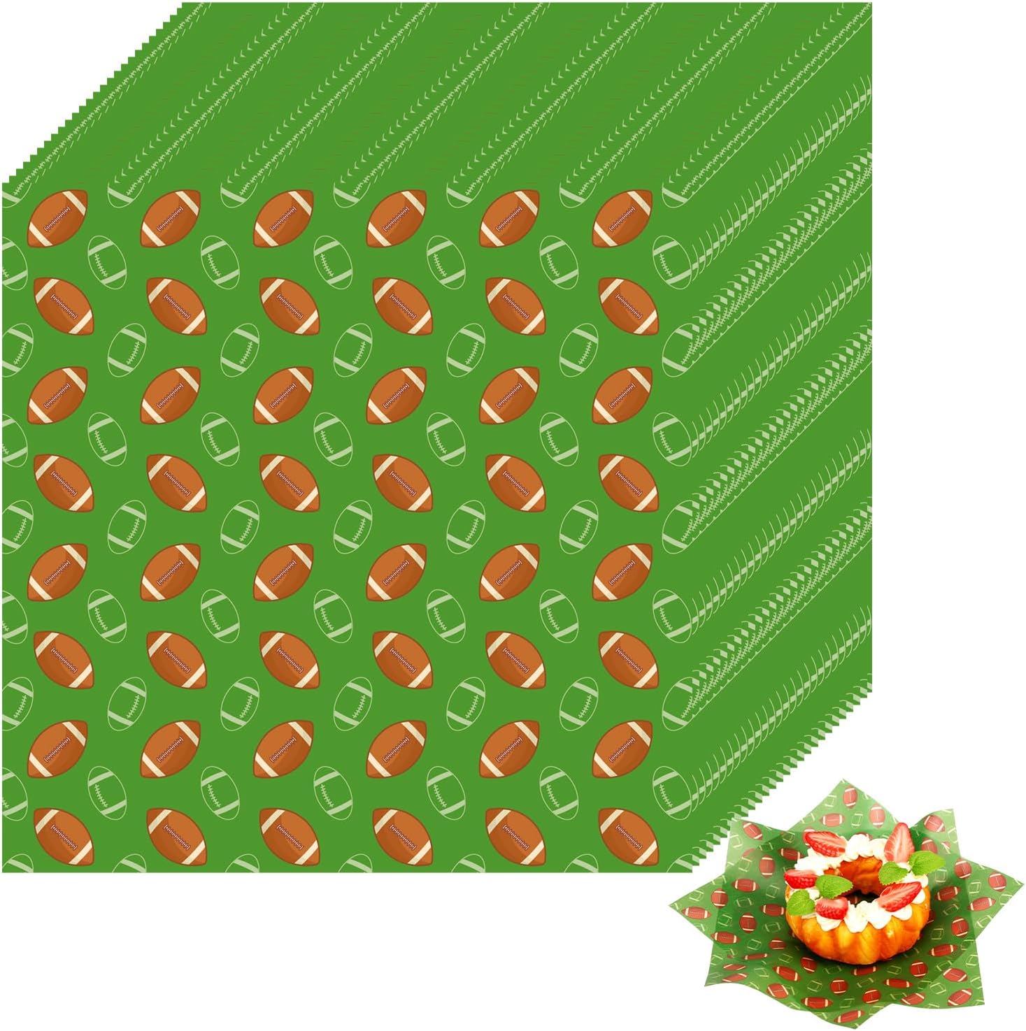 100pcs Greaseproof Sandwich Paper Wraps, 18x18cm/7.1x7.1in (Baseball)