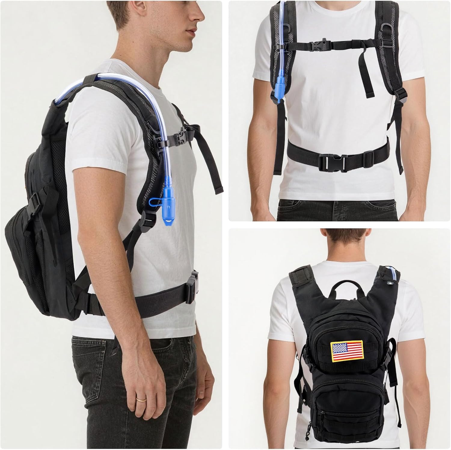 Tactical Hydration Backpack 2L Water Bladder - Lightweight Durable Pack for Hiking, Running, Outdoor Adventures, Adjustable Straps & Leak-Proof Design