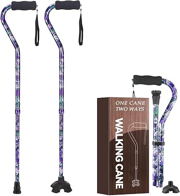 Floral Canes for Women Folding Cane for Stability with Non-Slip Base, Adjustable Walking Cane for Seniors - Lightweight Collapsible Walking Sticks with T & Offset Handle