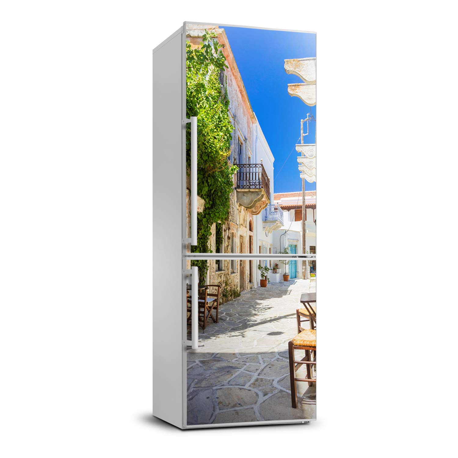 Película autoadhesiva de 60x180 cm para transformar tu nevera con un paisaje de Grecia