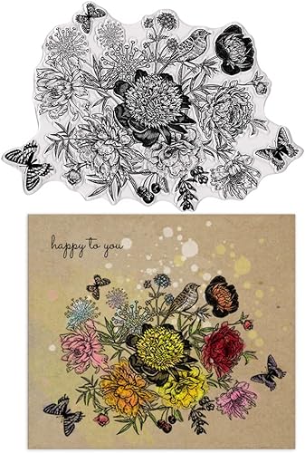 Sellos transparentes para hacer tarjetas y diarios, sellos de goma de flores florales, para álbumes de recortes, tarjetas de bricolaje, suministros disponible en Yaxa Peru