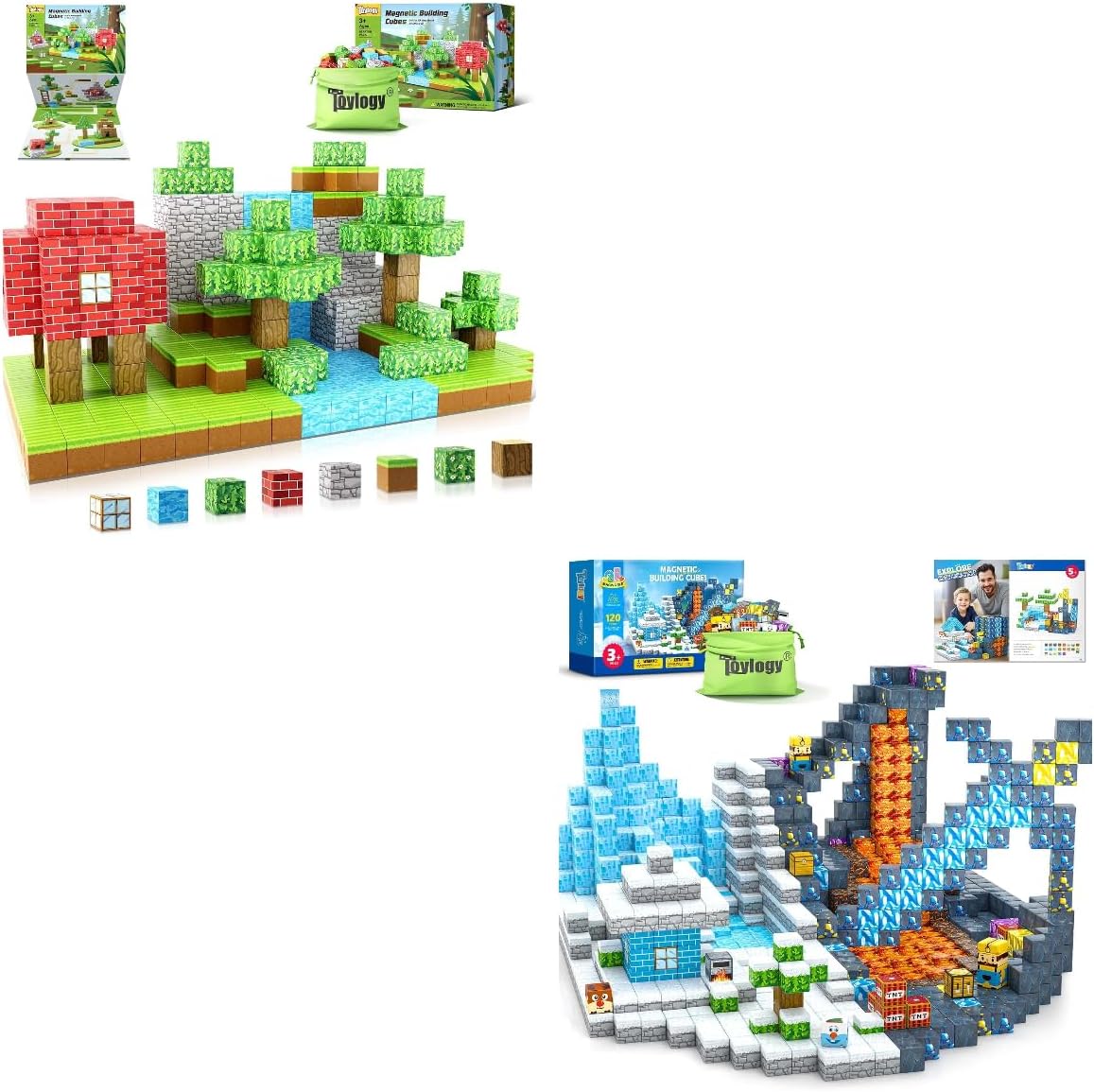 Toylogy 168PCS Magnetic Blocks - Build Mine Magnet World Forest Frozen Mine Toys Set, Magnetic Toys for Boys & Girls Age 3-8, STEM Montessori Sensory Toys