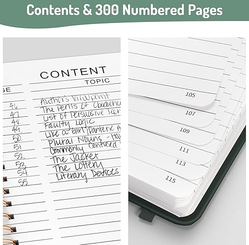 Vista 165 de Forvencer Cuaderno rayado en espiral con 300 páginas numeradas, diarios gruesos A5 para escribir con papel de 3.53 oz/m², cuadernos de tapa dura