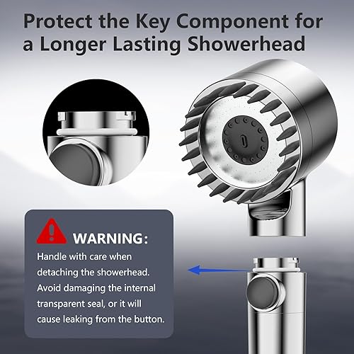 Miniatura 6 de Regadera con filtro y ducha de mano, caudal de agua a alta presión y múltiples modos de chorro, lavado potente para agua dura, con interruptor de