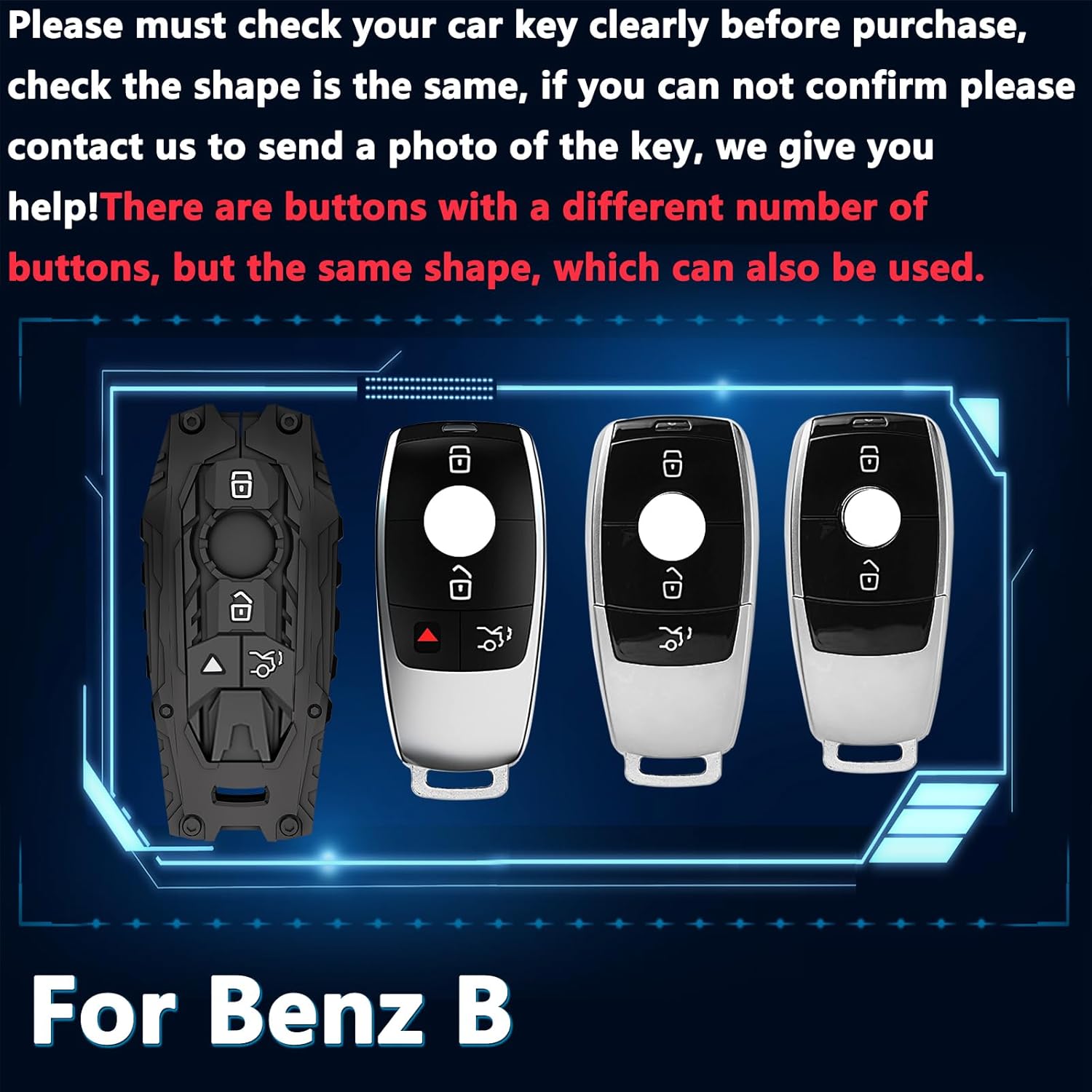 Zinc Alloy Key Fob Cover,Keychain,Full Protection Car Key Case for Benz 2019-2021 A-Class C-Class G-Class 2017-2020 E-Class S-Class 2018-2022 CLS Smart Keyshell Accessories(NO.031 Black)