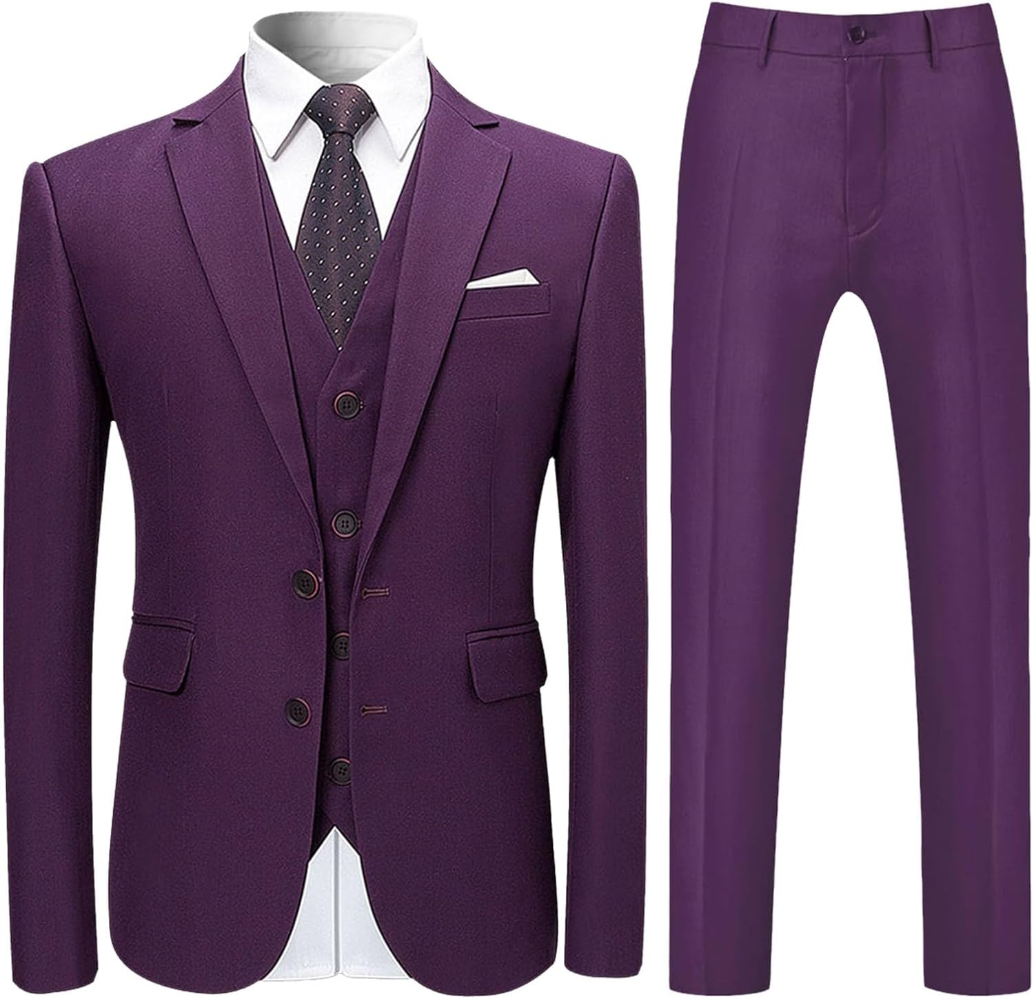 Mens 3 Piece Tuxedo Jacket Vest Pants Suit Business Formal Groom Dinner Party Notched Lapel Blazer Jackets Dress Suit