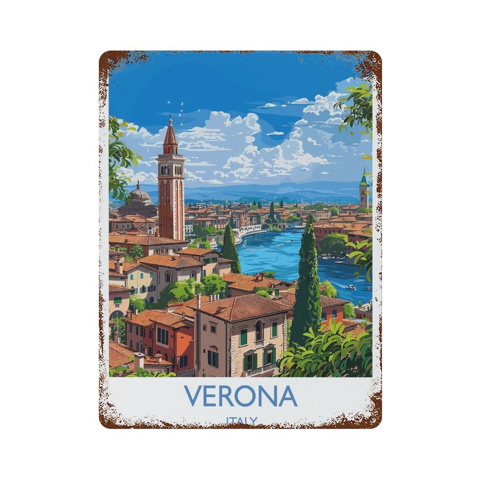 xiaoxiaoshen Verona Travel of Lovers Gift Italy Italian (2) Wall Decor Art Metal Tin Poster Modern Home Decor Art Home Bar Shop Decorations Vintage Sign 40x30cm