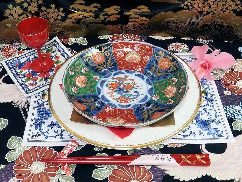 古伊万里　金襴手　雲龍に花の図　６寸皿　D520AS-CAr 古伊万里 👛 金襴手 雲龍に花の図 6寸皿 D520AS-CAr