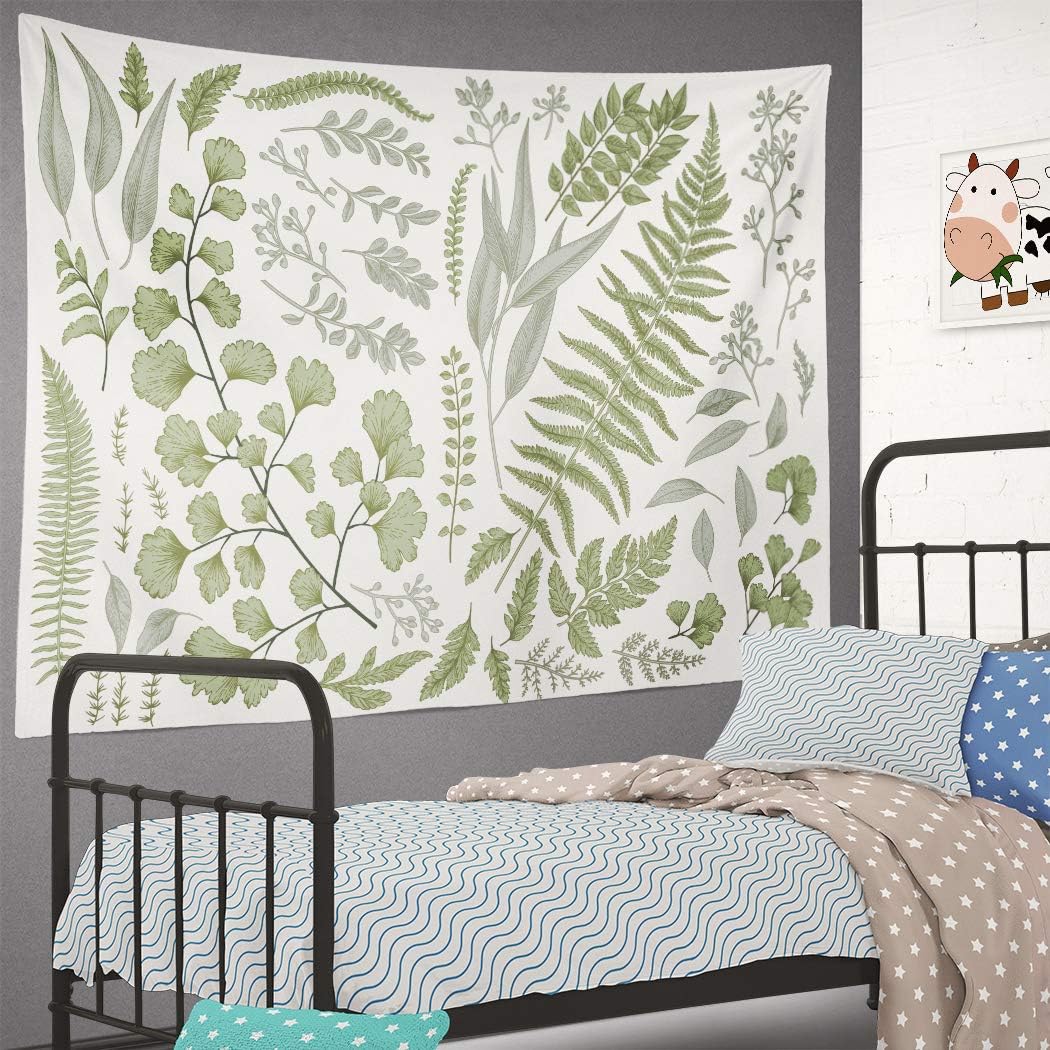 Kayel Botanical Polyester Fabric Tapestry Floral with Green White Spring Wall Hanging Tapestry,Daily Decorative Tapestry for Bedroom Living Room Dorm 60L x 80W Inches,Green Eucalyptus : Home & Kitchen