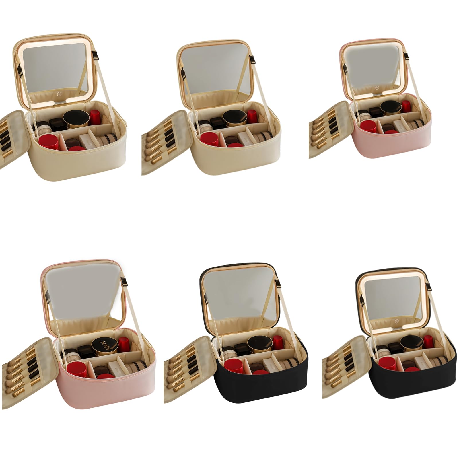 Trousse de maquillage professionnelle à LED - Porte-brosse cosmétique - Étui de voyage tendance pour la gestion des cosmétiques - Planificateur de voyage, blanc, B, Beauté de masse