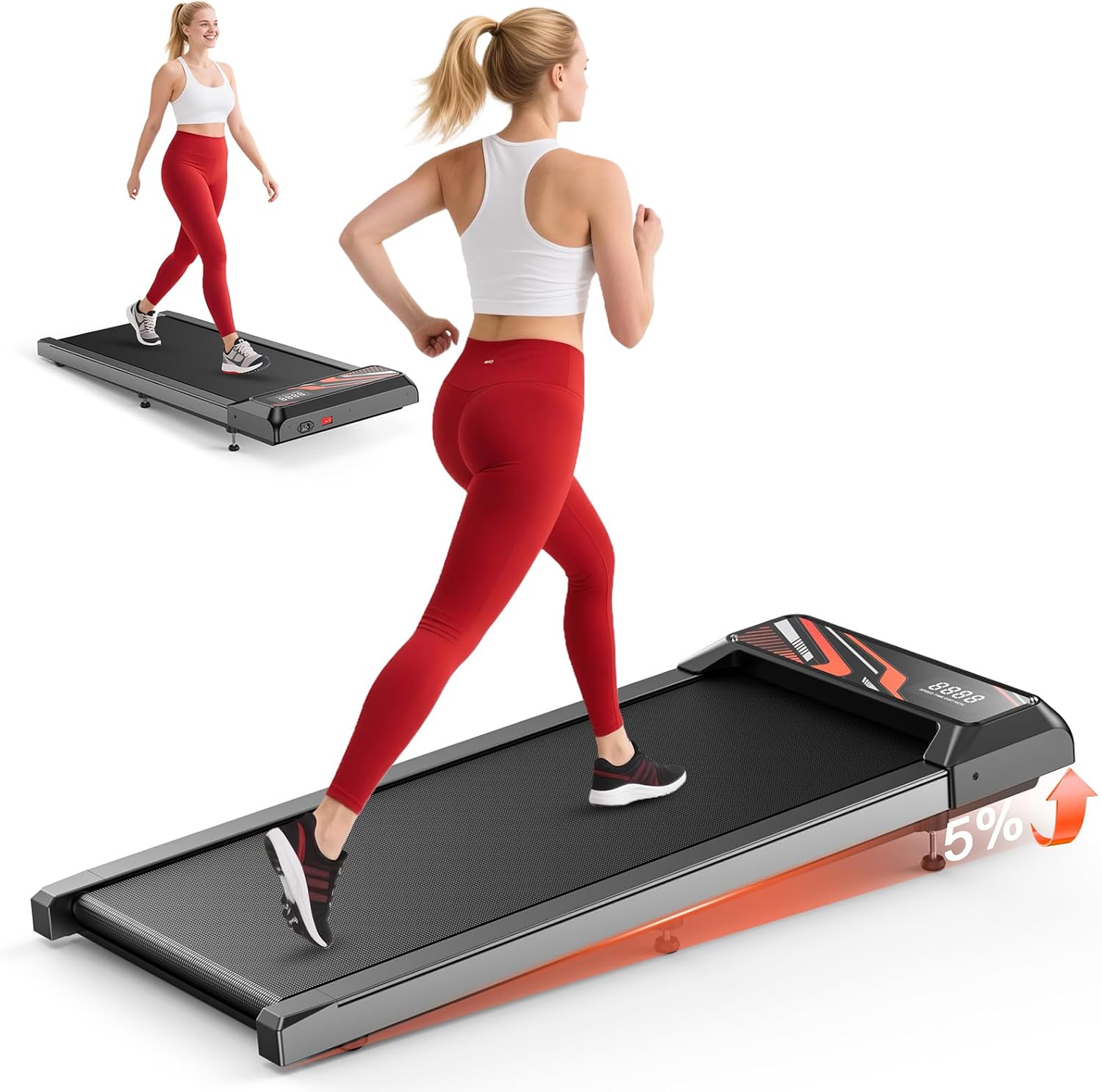 Caminadora Eléctrica Plegable 2.5HP con Inclinación Negra-Roja