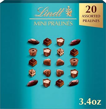Lindt Mini Pralines, Assorted Chocolate Candy Pralines with Premium Filling, 3.4 oz Box