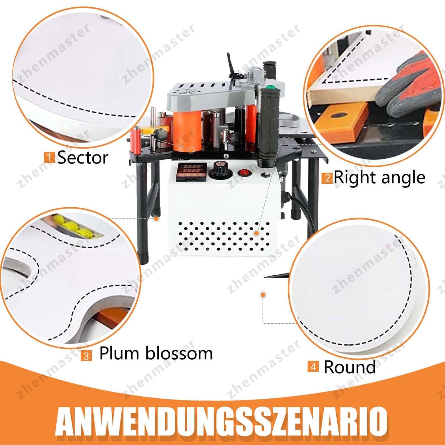 Machine à chants professionnelle portable, colle double face, adaptée aux panneaux de menuiserie courbes et droits, puissance 1200W, réservoir de colle 1000 ml durable(White)