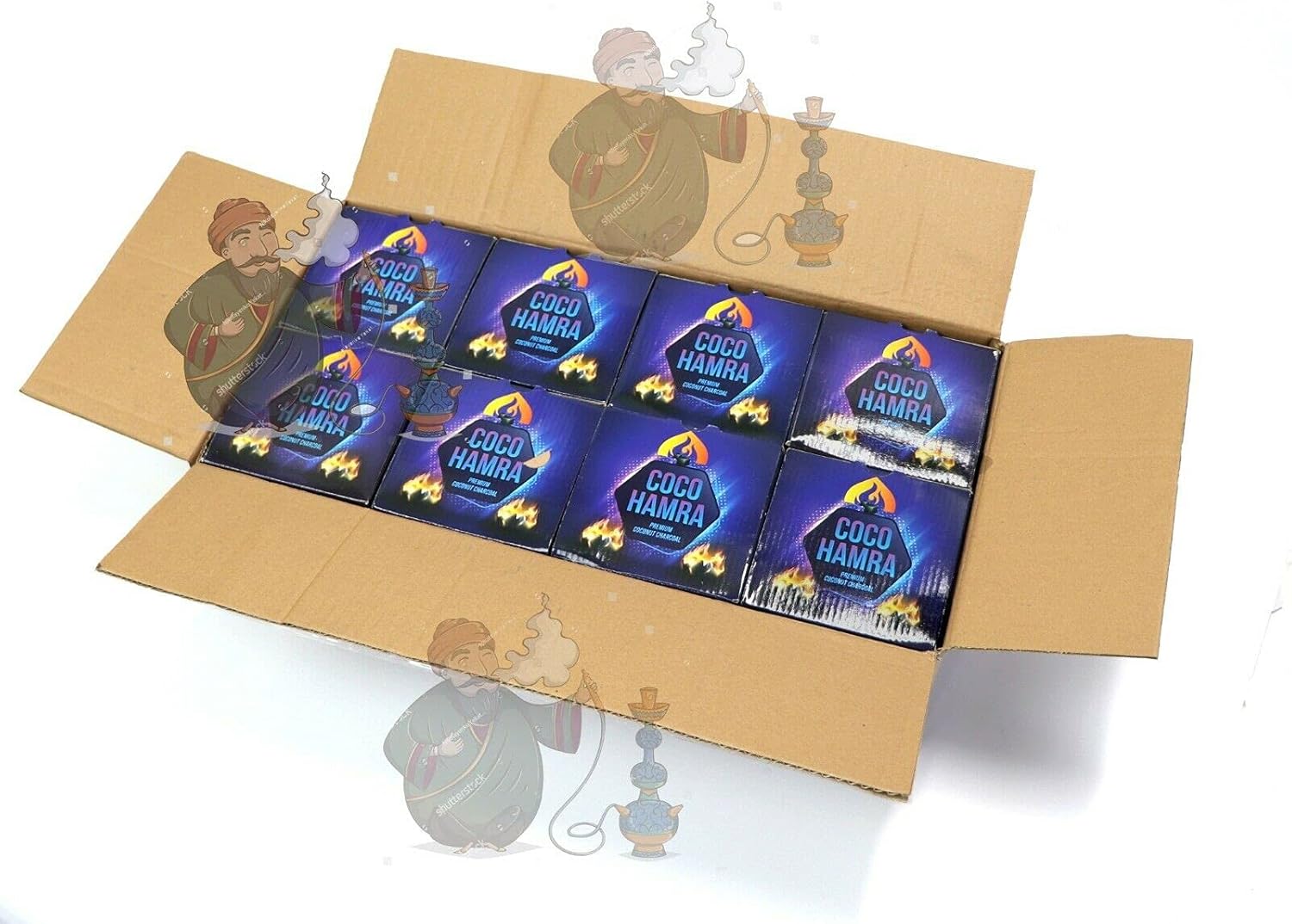 Coco Hamra 10KG Coconut Hookah Charcoal Cubes – 26MM Natural Shisha Coals – 8 Boxes (80 Cubes Each) 640 Total – Low Ash, Long Lasting, Odorless – Bulk Case for Lounge & Home