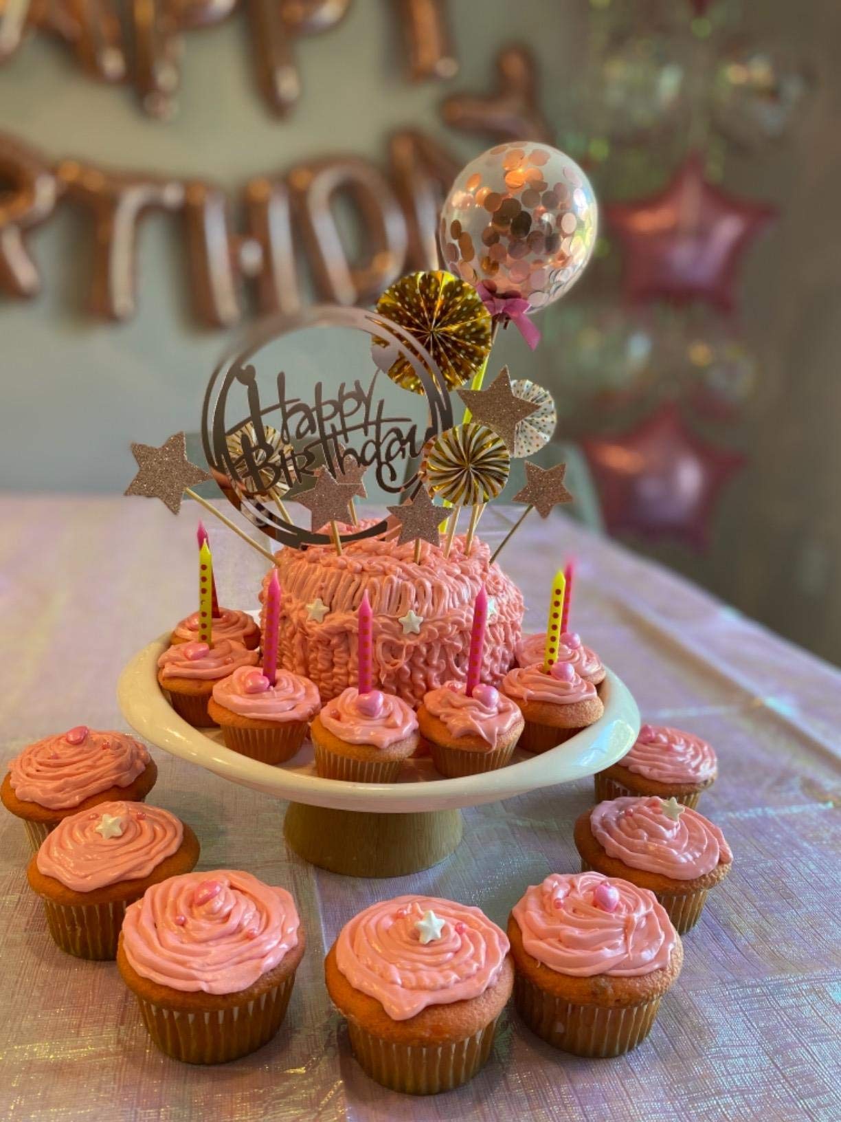 Snapklik.com : 12 PCS Happy Birthday Cake Topper Set Rose Gold Acrylic ...