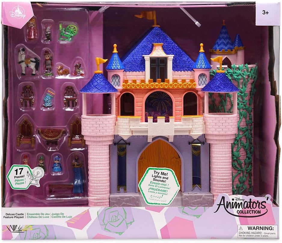 Disney Store Official Animators' Collection Deluxe Sleeping Beauty Doll House - 17-Piece Castle Playset with Princess Figures, Spinning Dancefloor, Music, & Fun Accessories