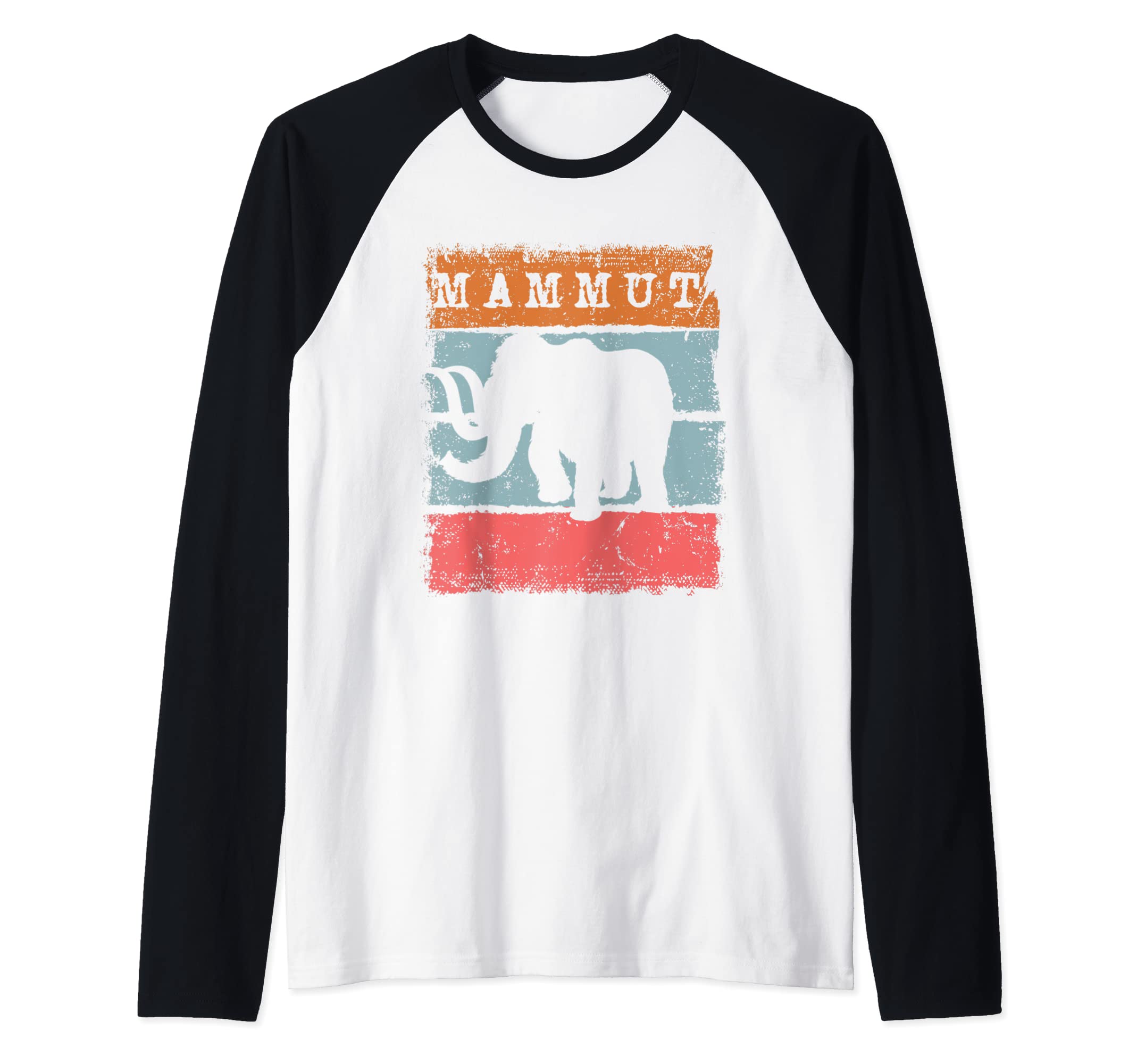 Mammoth Big Ice Woolly Elephant Mammuthus Mastodon Vintage Raglan Baseball Tee