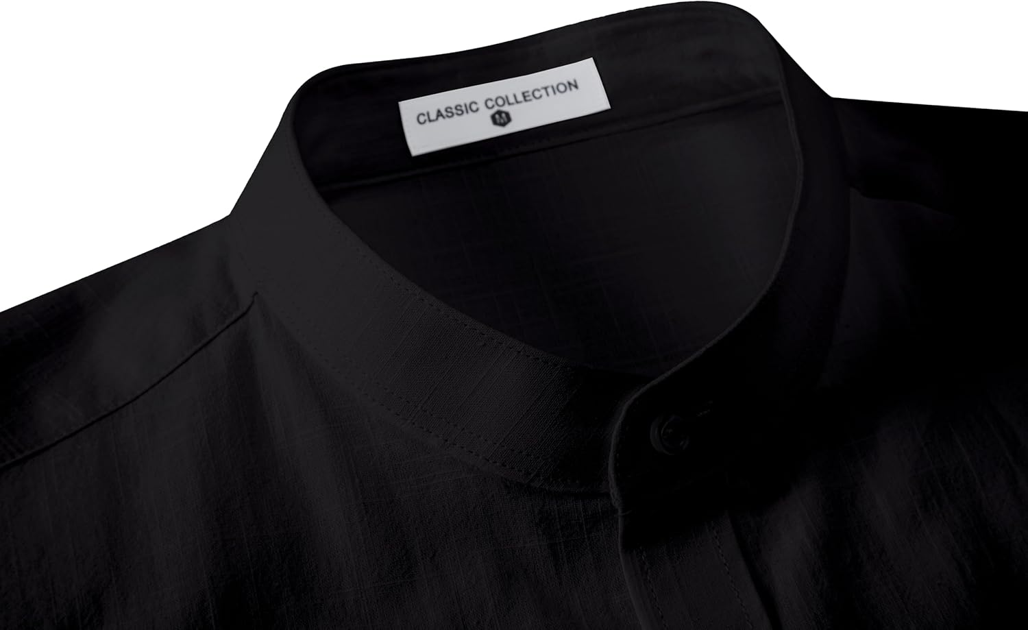 Mens Linen Band Collar Beach Shirts Casual Button Down Solid Plain Long Sleeve Hawaiian Shirts - Image 4