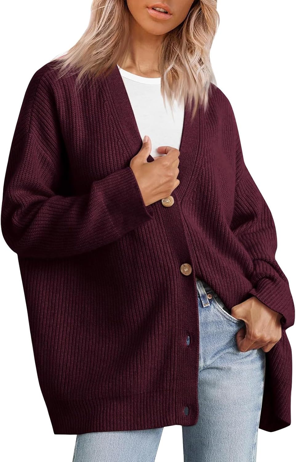 Cardigan Femme Chic Et Elegant Long Gilet Grande Taille Hiver Mariage Blouson Mi Saison Manches Longues Pull Chaud Femme Col En V Pas Cher Cardigan Veste Vetements(Gris,S