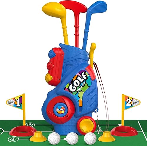 Miniatura 9 de Liberry Juego de golf para niños y niñas de 2, 3, 4, 5 años, carrito de golf mejorado para niños con diseño único de correa para el hombro, juguetes