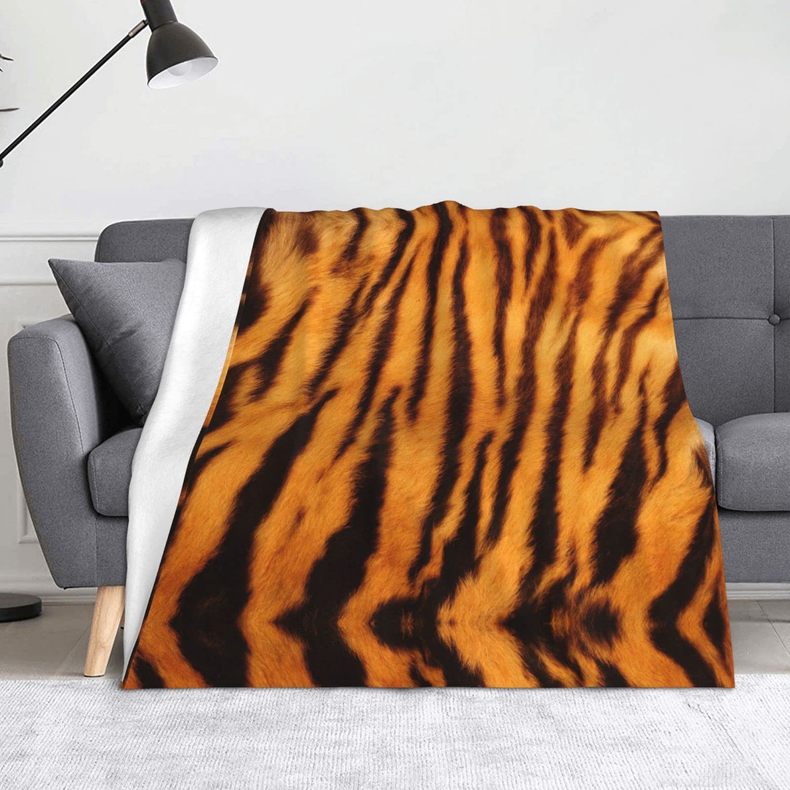 Couverture en flanelle tigre pour camping et voyage, plaid microfibre doux