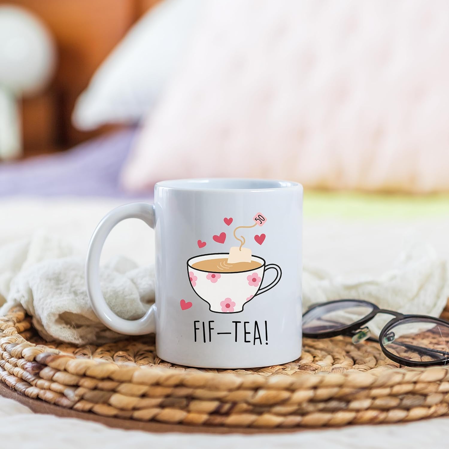 FIF-TEA 50th Birthday Mug, Humorous Gift for 50th Birthday Celebrations, 11oz Ceramic Coffee Mug/Tea Cup - Image 3