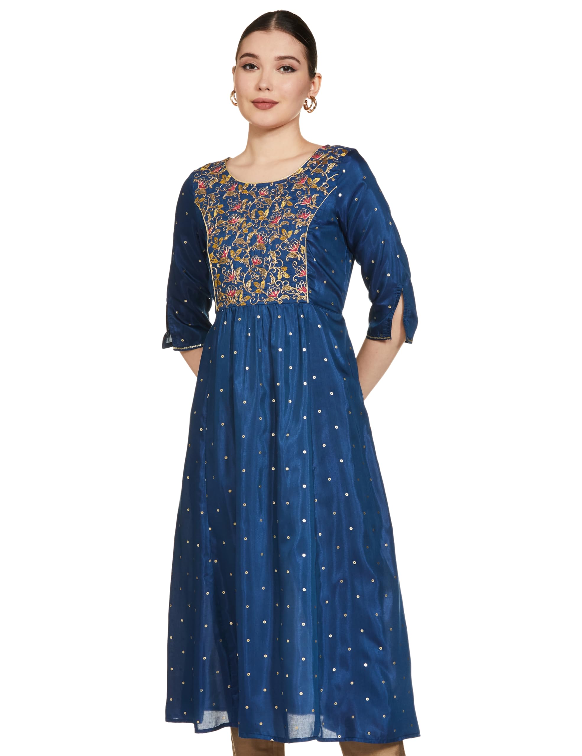 Aurelia Women Printed Viscose Blend Flared Kurta