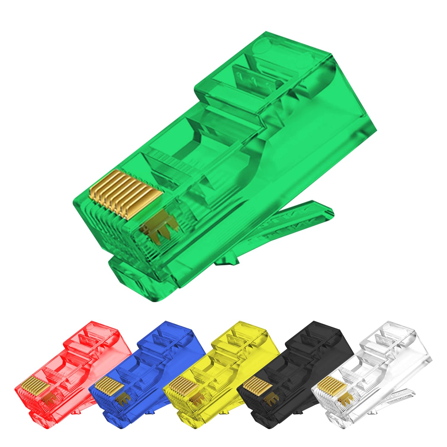 50 connettori passanti RJ45 Cat6, colori assorti EZ a crimpare spina modulare per cavo di rete UTP solido o intrecciato  7