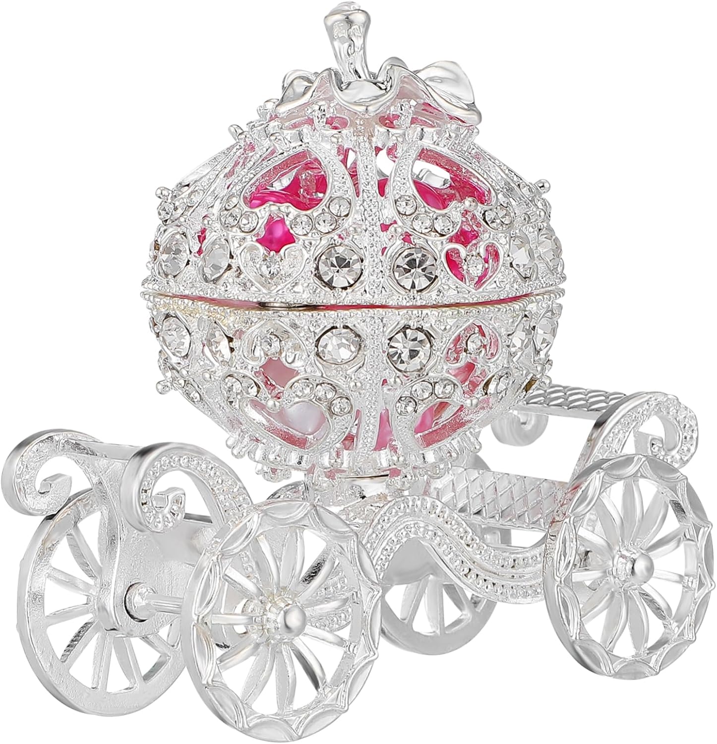Pumpkin Carriage Jewelry Box Silver Alloy Indoor Decoration