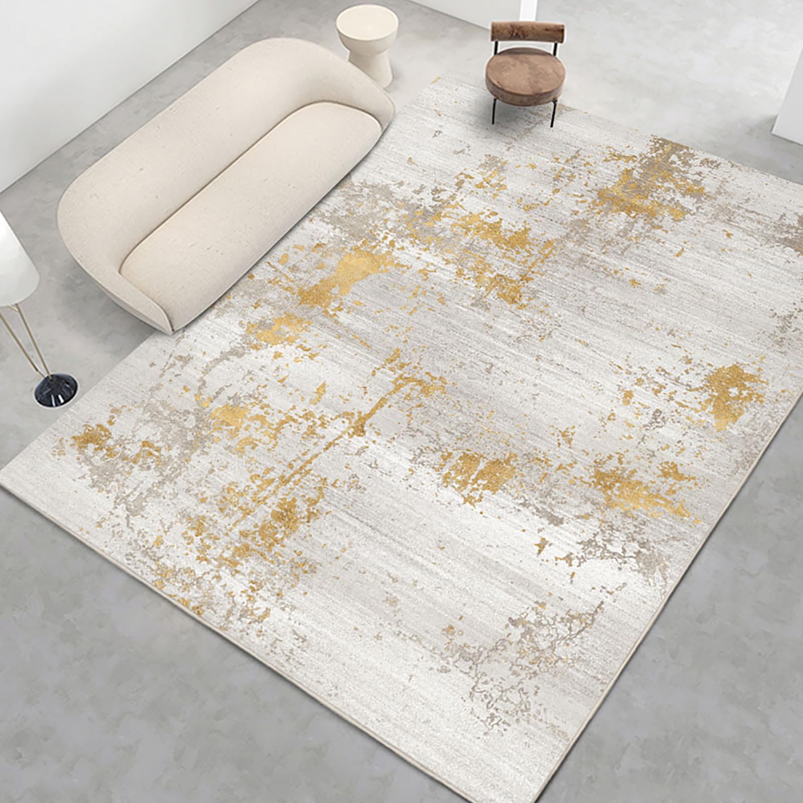 Tapis moderne abstrait jaune 140x200cm pour régler vos soucis de taches