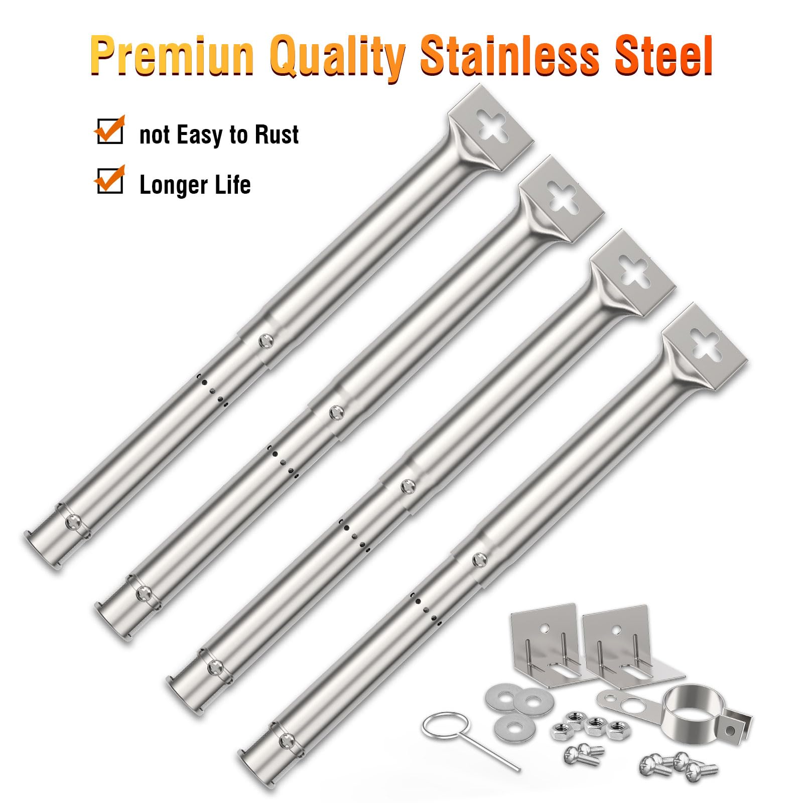 Bruciatori Per Griglia A Gas GFTIME - 4 Pezzi In Acciaio Inox, Regolabili 31-42 Cm - Foto 12