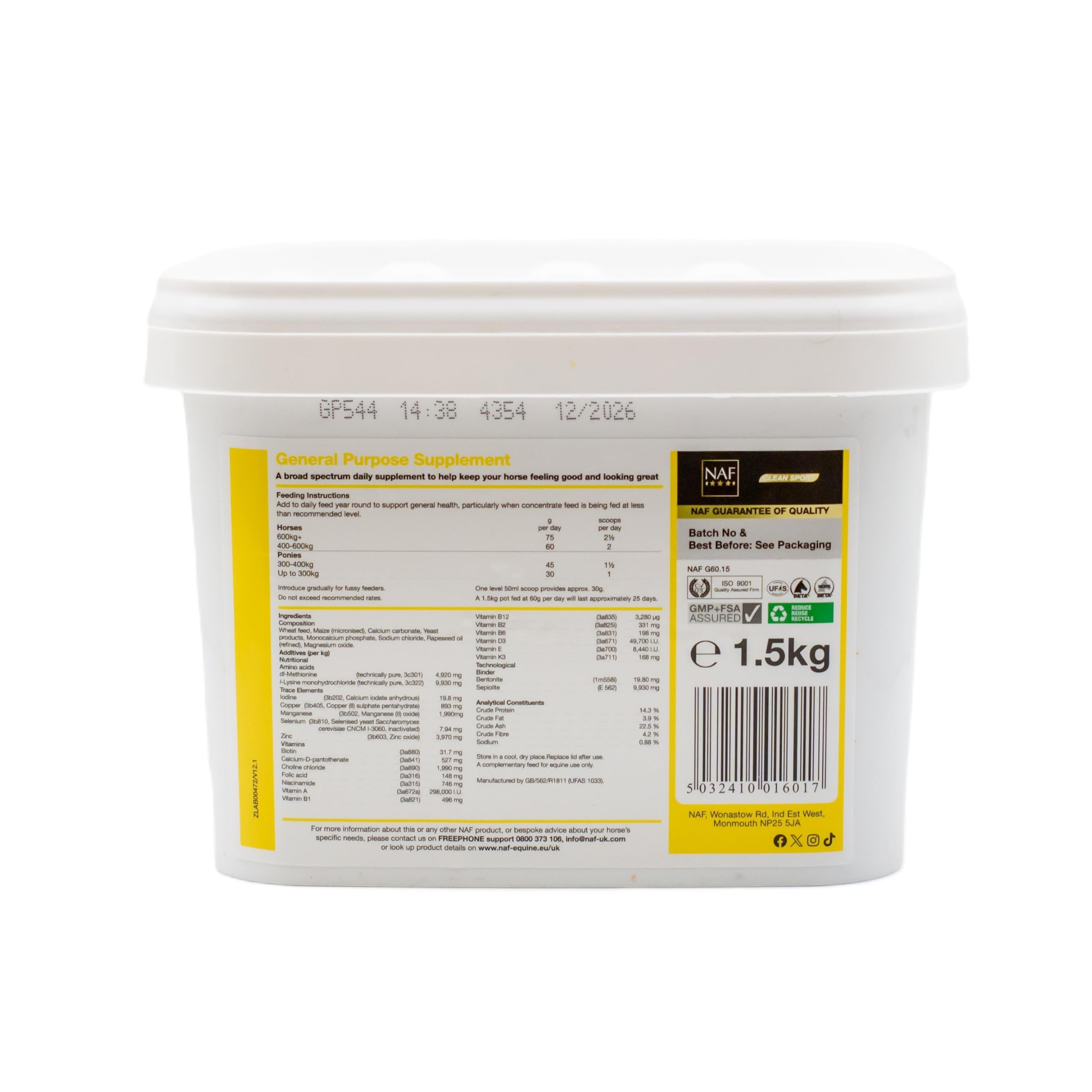 NAF General Purpose Supplement 1.5kg – Daily Vitamin & Mineral Support for Horses – Supports Condition, Coat Health, Hoof Strength & Overall Wellbeing — view 2