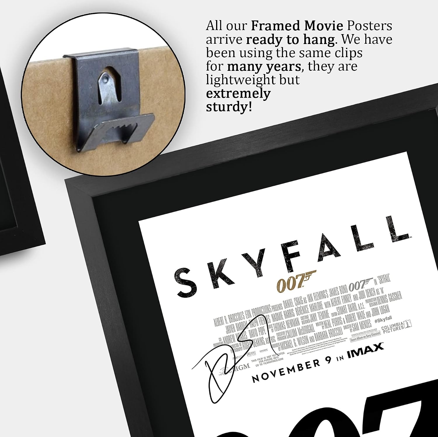 HWC Trading James Bond - Skyfall Movie Poster Daniel Craig Signed 16 x 12 inch Framed Gift Printed Autograph Film Print Photo Picture Display - 16" x 12" Framed