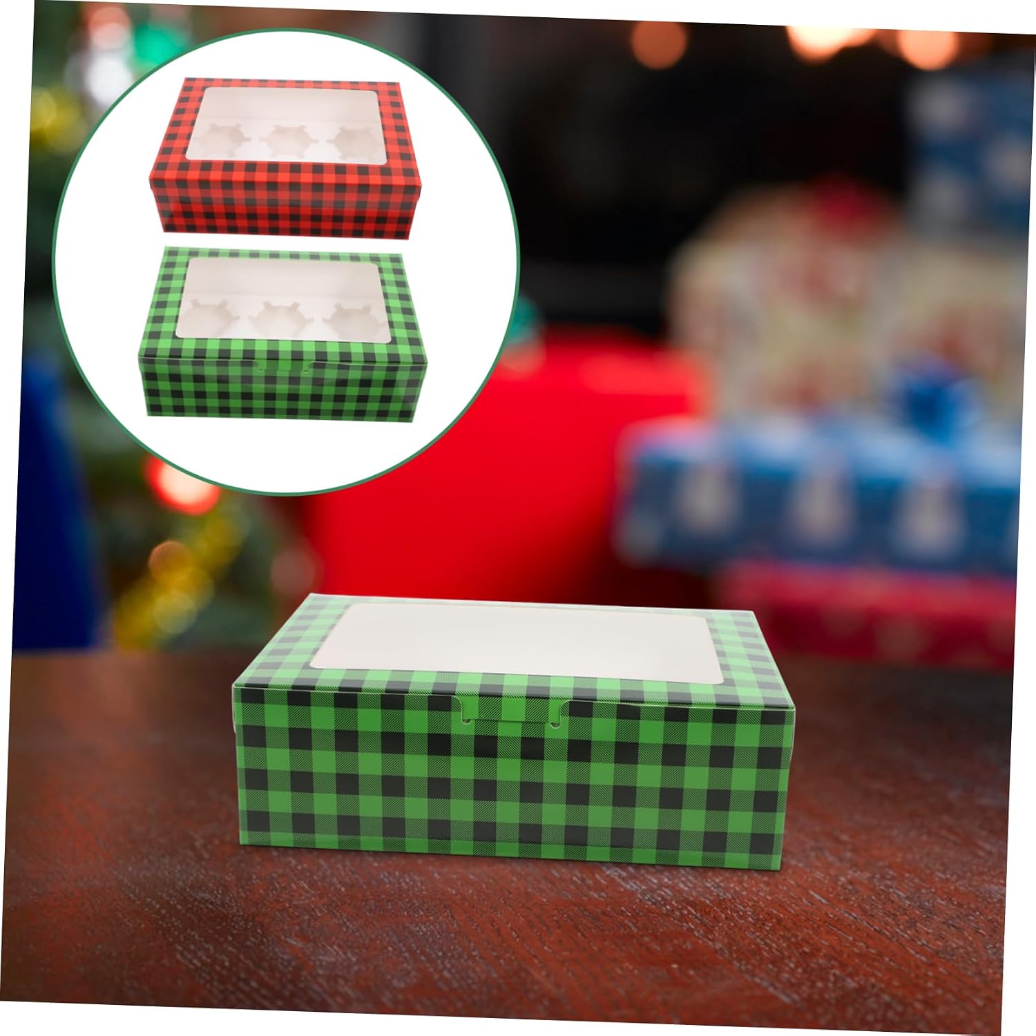 12pcs Christmas Muffin Cupcake Boxes with Window Sturdy Treat Packaging for Baked Goods Robust Mini Cake Carrier for Holiday Party Favors