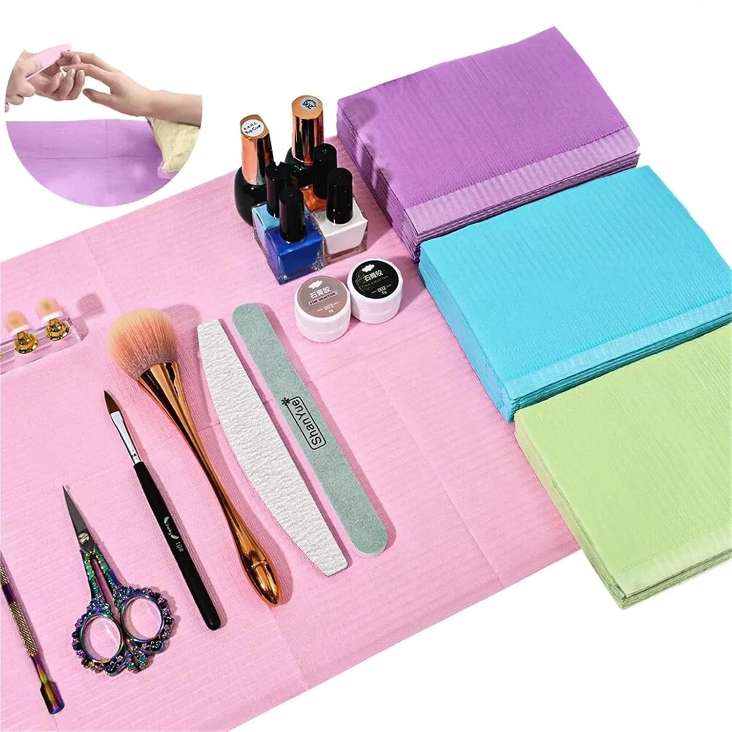 Disposable Nail Mats 250 Pcs Disposable Nail Table Towels Mat Purple Dental Bibs 3-Ply Dentist 13" X 18" Disposbale Tray Covers Pad(White)