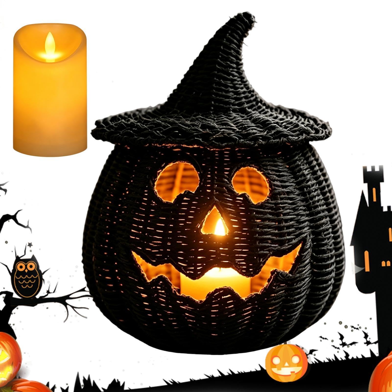 Dekoracyjny Pleciony Kosz Dyniowy Pojemnik Do Przechowywania Halloween Ze | Kosz na cukierki imprezowy do domu, salonu, biurka, kominka, stołu jadalnego, przedpokoju, ganku, przyjęcia