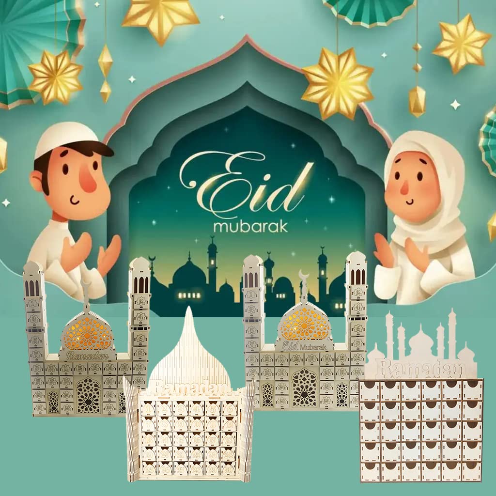 Ramadan-kalender, doe-het-zelf, aftelkalender van hout, Eid Mubarak, decoratie, woonkamer, ramadan, ramadan, cadeau voor kinderen